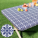 Axyaa Elastic Fitted Vinyl Tablecloth for Outdoor Dining & Picnics