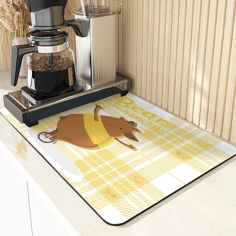 Axyaa Monkey Pattern Diatomaceous Earth Coasters: Stylish Cup Placemats & Coaster Set