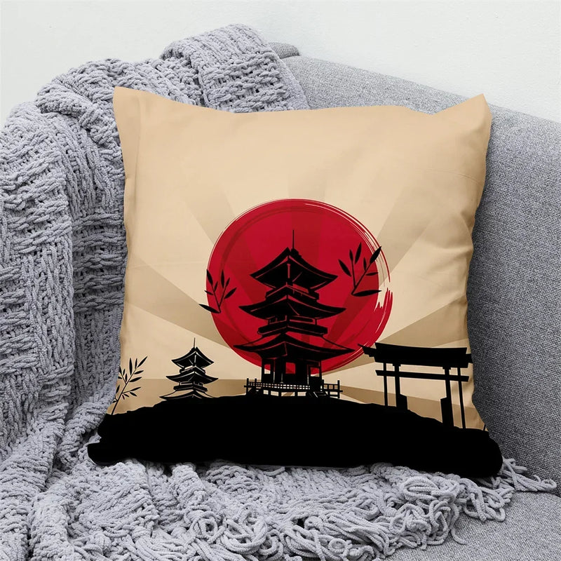 Axyaa Lucky Cat Japanese Style Sofa Bed Pillow Cover: Mount Fuji Japanese Art