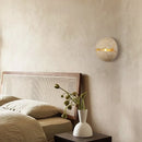 Axyaa Crack Sphere LED Wall Sconce Yellow Travertine for Wabi Sabi Living Room Lighting