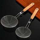 Axyaa Stainless Steel Colander Strainer with Wooden Handle Skimmer Kitchen Utensil
