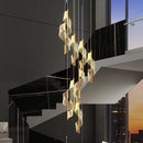 Axyaa Modern Spiral Staircase Chandelier Gold Aluminum LED Pendant Light