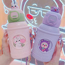 Axyaa Kids Stainless Steel Straw Water Cup - Cute Animal Doll Design