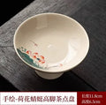 Axyaa Hand-Painted Ceramic High Leg Tea Tray - Exquisite Living Room Fruit Dim Sum Plate.