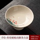 Axyaa Hand-Painted Ceramic High Leg Tea Tray - Exquisite Living Room Fruit Dim Sum Plate.