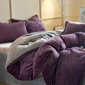 Axyaa Solid Flannel Bedding Set, Reversible Fleece Duvet Cover and Cozy Sheet with Pillowcases