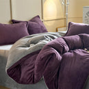 Axyaa Solid Flannel Bedding Set, Reversible Fleece Duvet Cover and Cozy Sheet with Pillowcases