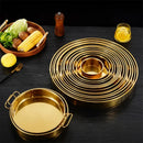 Axya Stainless Steel Golden Tray with Handle for Food Storage and Serving