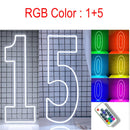 Axyaa LED Neon Number Sign - 30in, RGB Flashing, Sweet 16 18 21 Night Light