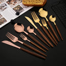 Axyaa Stainless Steel Cutlery Set with Wooden Handle Clamp