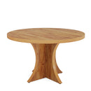 Axyaa 47.24" Round Farmhouse Dining Table for 4-6, Solid Wood with Pedestal Base