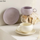 Axya Ceramic Mug Set: Solid Color Coffee Cup and Plate for Tea, Milk, Breakfast