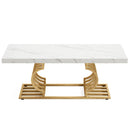 Axyaa 47" Faux Marble Coffee Table with Geometric Frame