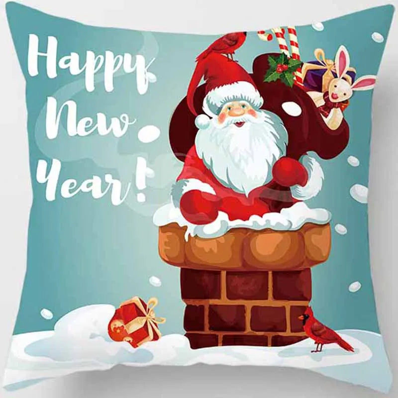 Christmas Elk Print Pillowcase 45x45cm for Sofa, Car, Bedroom & Living Room Decor