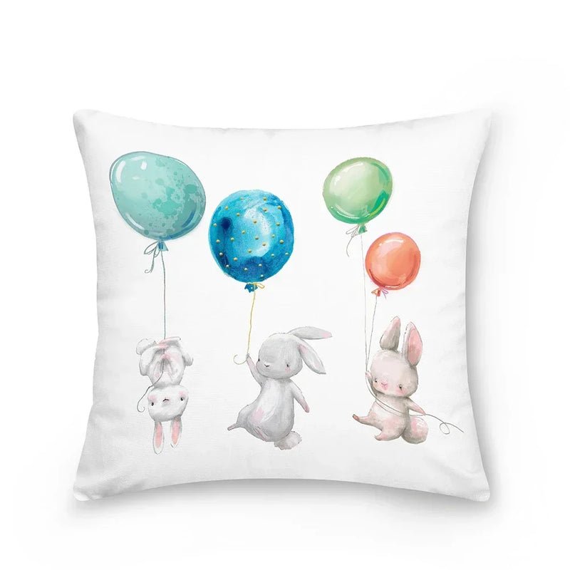 Easter Bunny Polyester Throw Pillow for Home Decor Sofa by Axyaa