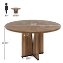 Axyaa 39" Round Conference Table for 4, Sturdy Wooden Meeting Table, Rustic Office Furniture