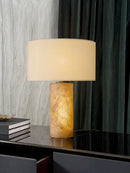 Axyaa Spanish Marble Table Lamp with Fabric Lampshade