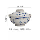 Axyaa Floral Ceramic Soup Bowl with Lid - Versatile Ramen Noodle & Salad Bowl