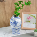 Axyaa Blue White Floral Bird Vase Ceramic Decor Hydroponic Crafts Bouquet Arrangement
