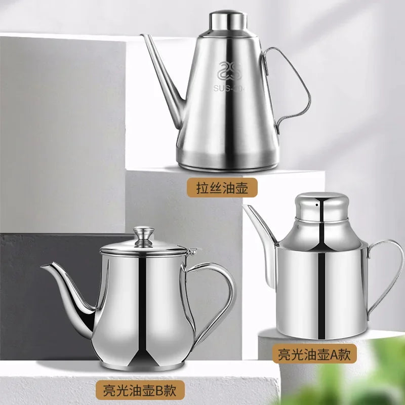 Axya 304 Stainless Steel Oil Pot with Long Nozzle and Leak Control