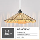 Axyaa Walnut Wood LED Minimalist Chandelier Straw Hat Pendant Lights