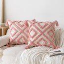 Axyaa Pink Plush Sofa Pillow Case 45X45, Love Style Home Decorative Cushion Cover