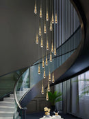 Axyaa Crystal Pendant Chandelier for High Ceilings and Modern Interiors
