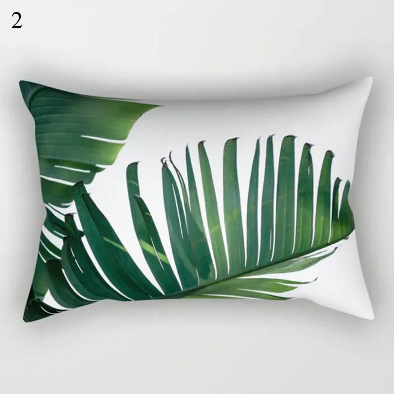 Tropical Green Plant Decor Throw Pillow Cover by Axyaa for Modern Bohemian Style
