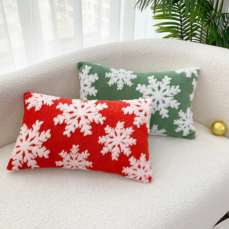 Axyaa Soft Snowflakes Cushion Cover Christmas Decoration Red Green 45x45cm 30x50cm