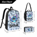 Axyaa Stitch Backpack Set with Lunch Box & Pen Bags for Kids