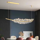 Axyaa Leaf-Shaped LED Golden Chandelier for Modern Nordic Living Room