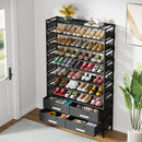 Axyaa 10 Tier Shoe Rack with 4 Bins Drawers, 32 Pairs Vertical Shoe Organizer