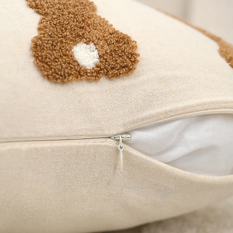 Axyaa Bunny Rabbit Pillow Cover Beige Coffee 45x45cm for Easter Decoration