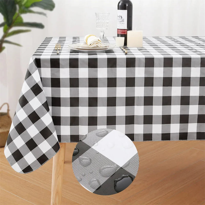 Axyaa Waterproof Buffalo Plaid Tablecloth for Dining Kitchen Outdoors