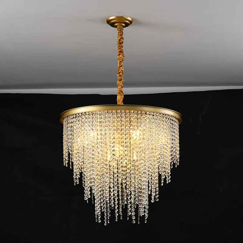 Axyaa Vintage Black Gold Crystal E14 LED Pendant Light Fixtures