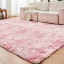 Axyaa Tie-Dye Pink Plush Carpet: Ultra Soft Fluffy Rug for Girl's Bedroom & Living Room