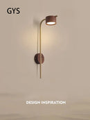 Axya Black Walnut Wood LED Wall Lamp - Modern Nordic Style Bedroom Reading Light