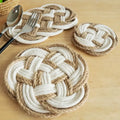 Axyaa Cotton Linen Circular Insulation Pad for Home and Kitchen, Dining Table
