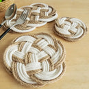 Axyaa Cotton Linen Circular Insulation Pad for Home Kitchen Dining Table