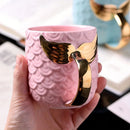 Axyaa Golden Mermaid Tail Ceramic Cup | 400ML Creative Tea Coffee Milk Mug