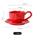 Axyaa Black Red Macaroon Ceramic Coffee Mug Cup With Saucer