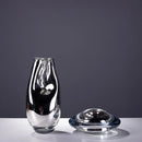 Axyaa Silver Geometric Arc Glass Vase for Home Decor and Flower Arrangements