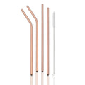 Axyaa Rose Steel Straw Set - Reusable Straws for Drinks & Cocktails