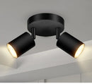 Axyaa LED Ceiling Light: 350° Rotatable Dual GU10 Wall Light, Black