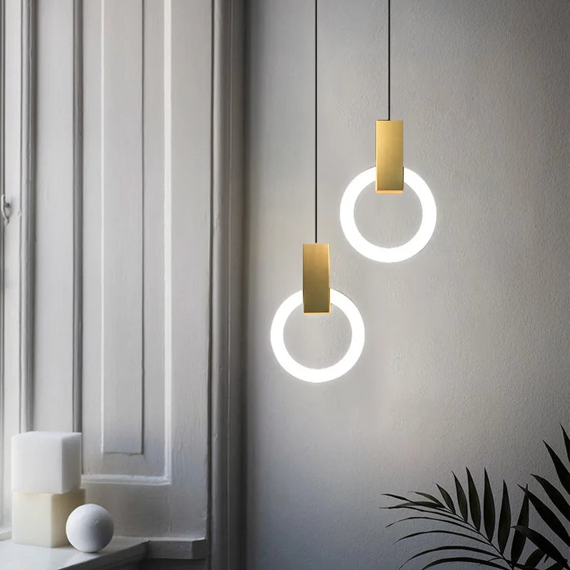 Axyaa Nordic LED Pendant Light: Stylish Ring Chandelier for Living Room, Dining Room, Bedroom