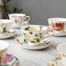 Axyaa Flower Tea Set with Porcelain Mug, Saucer, and Spoon