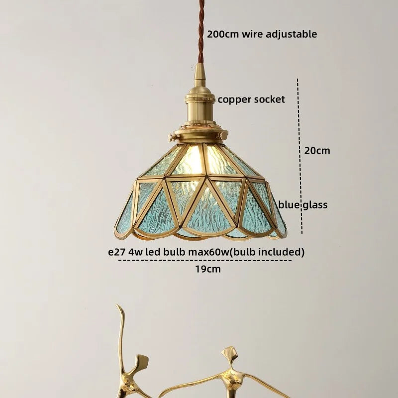 Axyaa Glass Copper LED Pendant Light for Home Decor - Nordic Style