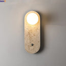 Axyaa White Glass Stone LED Wall Lamp for Living Room Bedroom Wabi Sabi Mirror Light