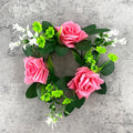 Axyaa Rose Floral Candle Rings Wreaths: Spring Artificial Rose Wreath for Home Decor
