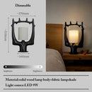 Axyaa Solid Wood Table Lamp Dimmable LED Fabric Lampshade for Indoor Decor
